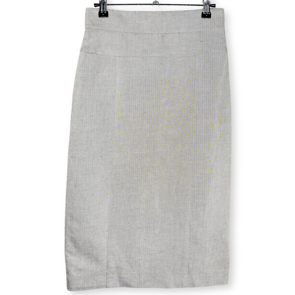 AKRIS Womens Size 4 Gray Linen Blend Pencil Skirt Lined Career Office Business